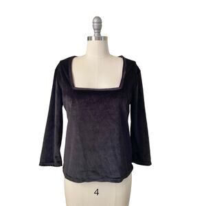 VTG 90s Lovely Girl Women's Black Velvet Top Size L JR